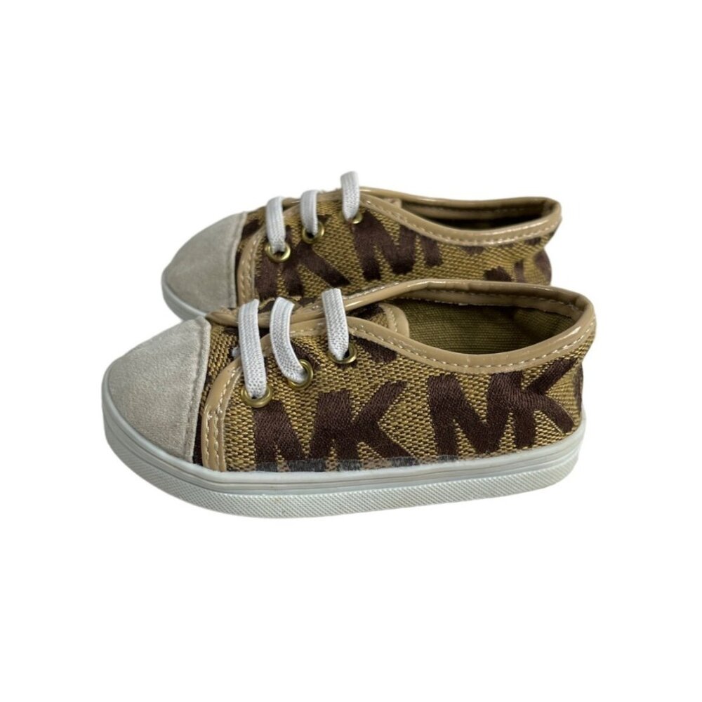 Michael Kors Toddler Girl's Brown Signature Monogram Sneakers Sz 2